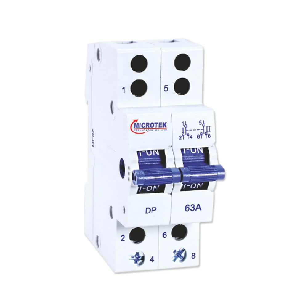 TWO WAY CENTRE OFF CHANGEOVER SWITCH 63A, 2 POLE