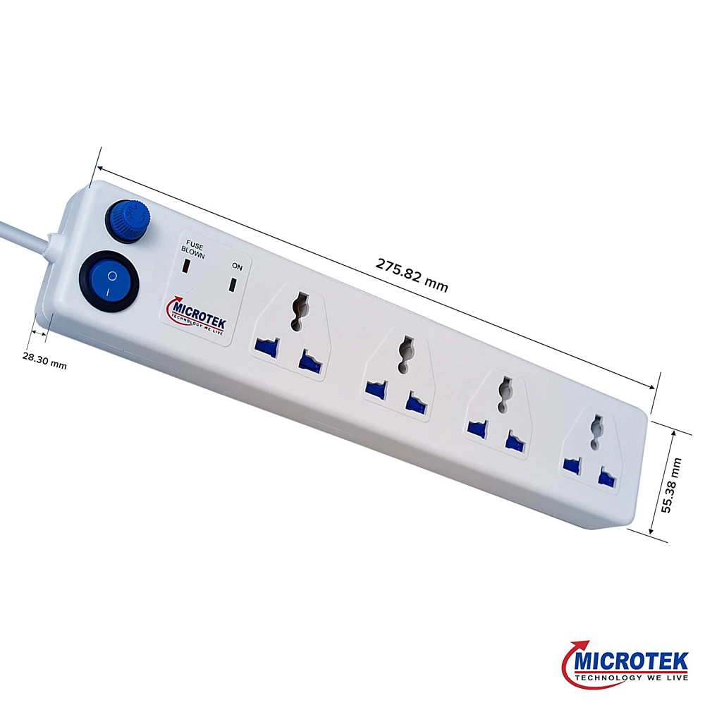 SPIKE GUARD, 4 SOCKET WITH SINGLE SWITCH (1.5 METER)
