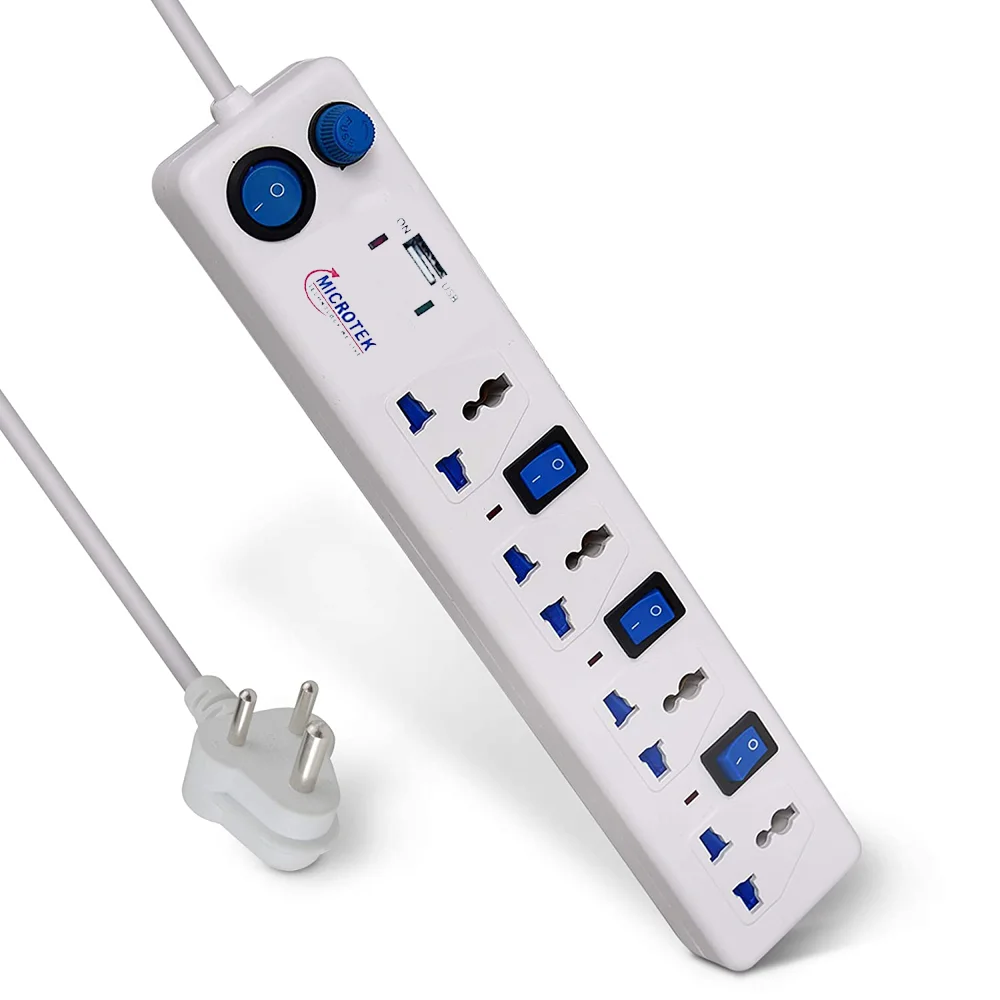 SPIKE GUARD, 4 SOCKET + USB WITH FOUR SWITCH (2 METER)