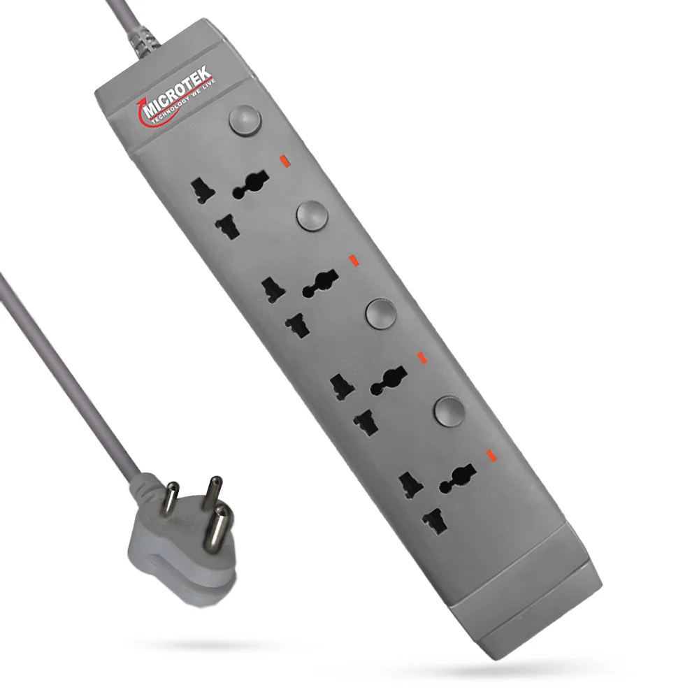 HIGH GRADE GREY EDITION SPIKE GUARD, 4 SOCKET WITH FOUR SWITCH (2 METER)