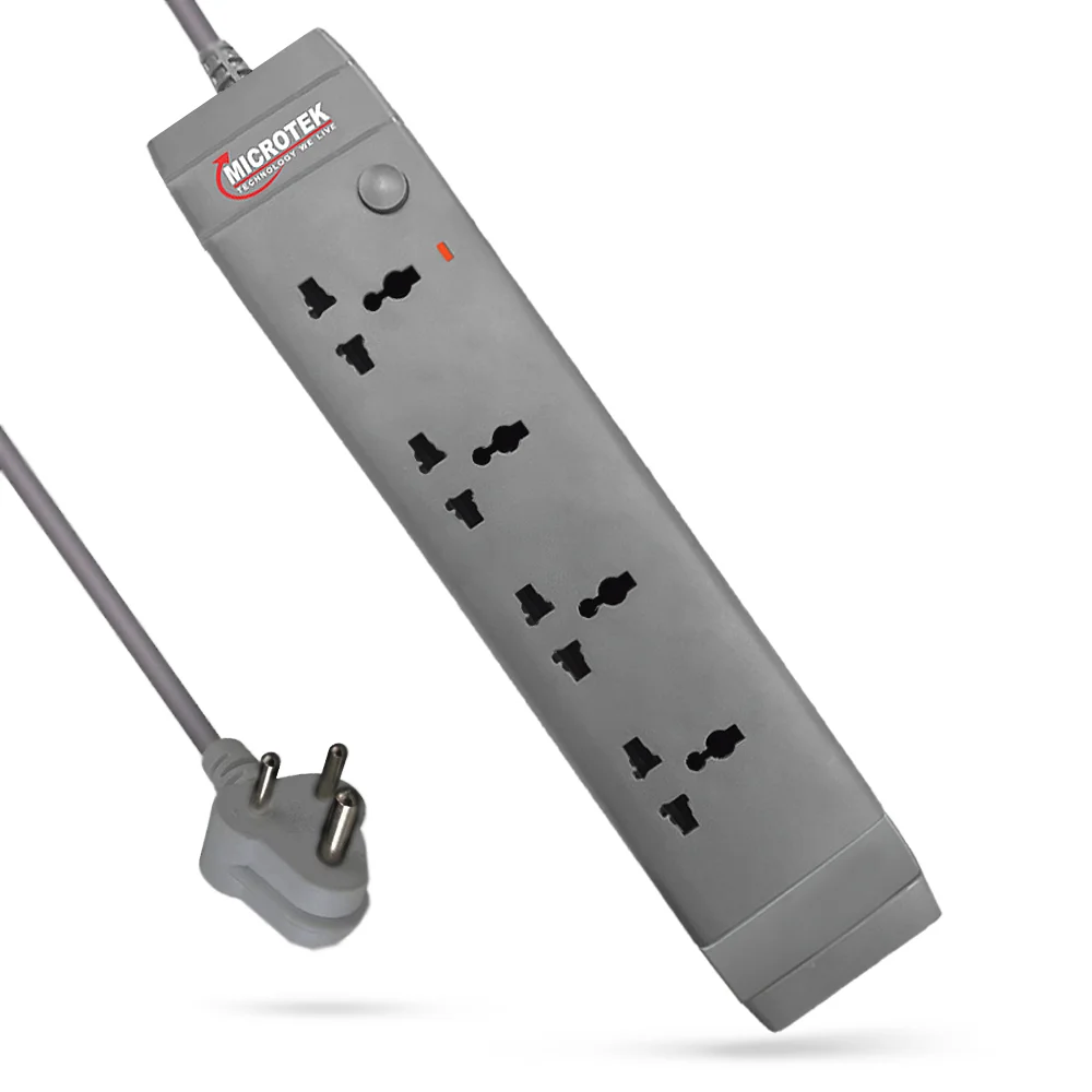 HIGH GRADE GREY EDITION SPIKE GUARD, 4 SOCKET WITH SINGLE SWITCH (2 METER)
